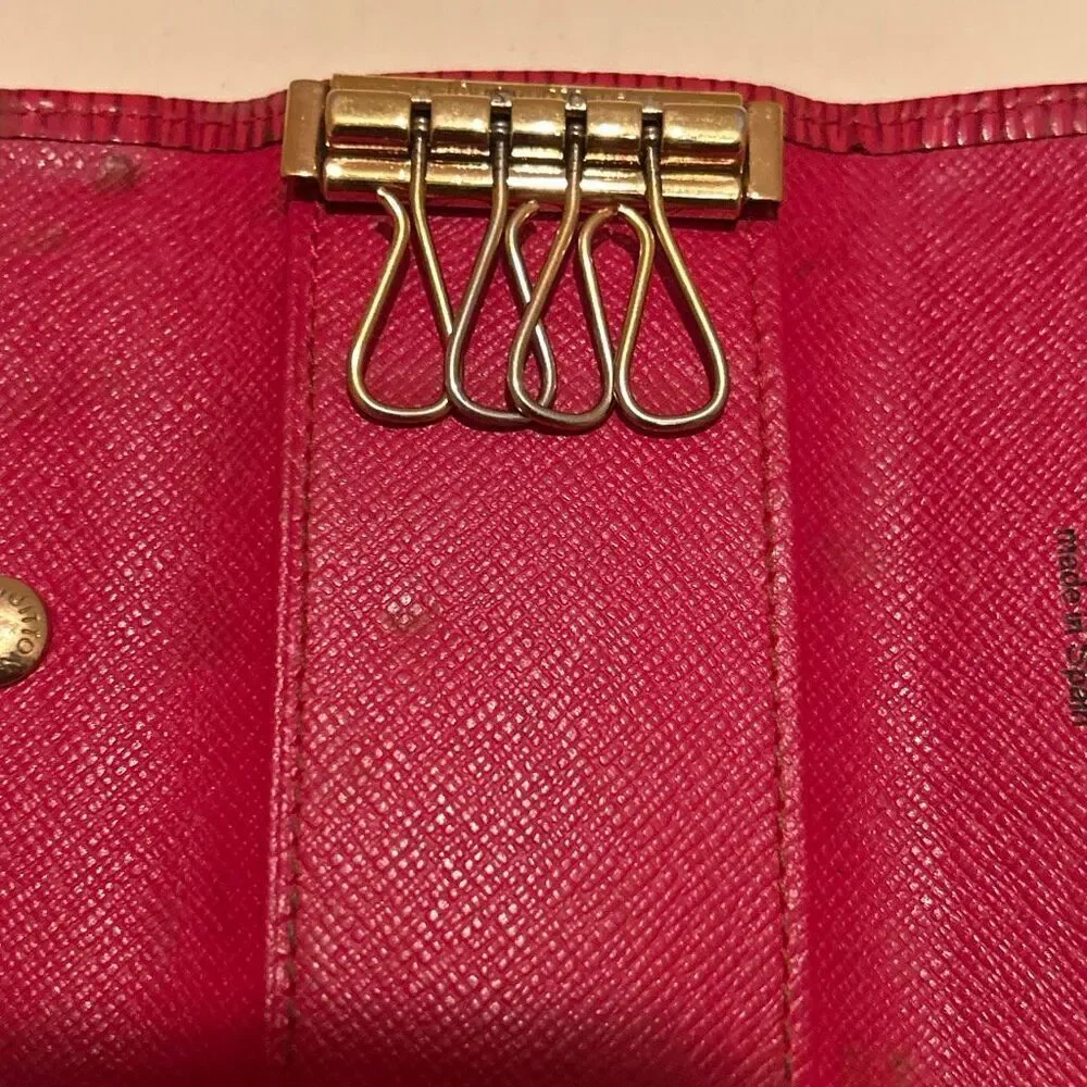 Louis Vuitton Epi Key Holder Case Red Textured 4-Key Organization Travel Luxury